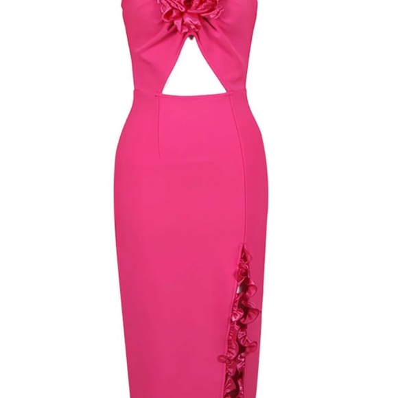 Hot Pink Maxi Dress with Cut-Out - Picture 3 of 7